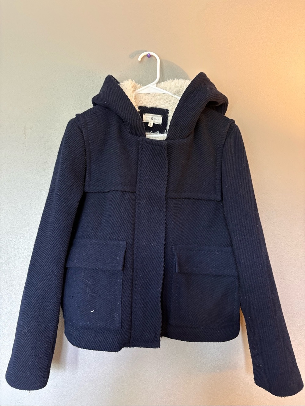 Lou & Grey Navy Kids Pea Coat with Hood